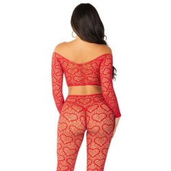 LEG AVENUE - TOP CORTO + MEDIAS ROJAS TALLA ÚNICA