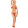 LEG AVENUE - SUJETADOR DE COPA ABIERTA CON DISEÑO DE CORAZÓN + TANGA ROJO TALLA ÚNICA