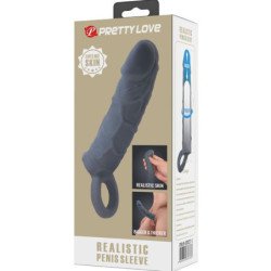 PRETTY LOVE - FUNDA DE PENE DE PIEL REALISTA GRIS OSCURO