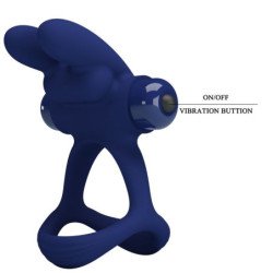 PRETTY LOVE - ANILLO VIBRATORIO DOBLE FRANCISCO AZUL CONEJO