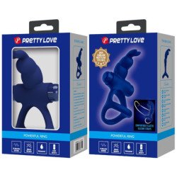 PRETTY LOVE - ANILLO VIBRATORIO DOBLE LUCHITO AZUL CONEJO