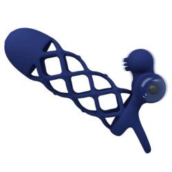 PRETTY LOVE - ANILLO VIBRADOR GIANN CON FUNDA DE SILICONA AZUL