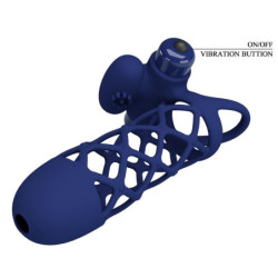 PRETTY LOVE - ANILLO VIBRADOR GIANN CON FUNDA DE SILICONA AZUL
