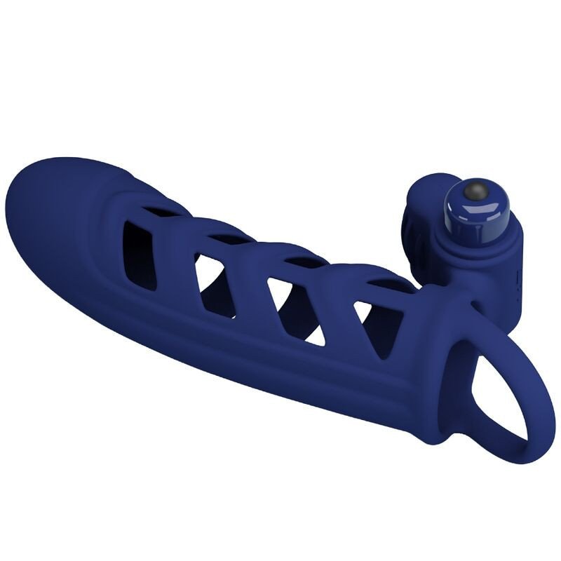 PRETTY LOVE - ANILLO VIBRADOR ALTAF CON FUNDA DE SILICONA AZUL
