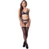 LIVCO CORSETTI FASHION - KEILA LC 20245 SUJETADOR + LIGUERO + BRAGUITA NEGRO L/XL