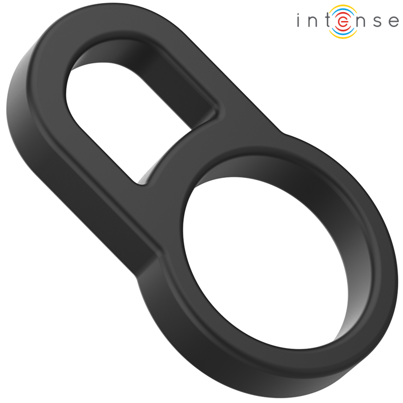 INTENSO - ANILLO DOBLE DE SILICONA PARA PENE BOBBY NEGRO