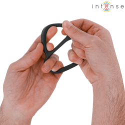 INTENSE - ANILLO DOBLE DE SILICONA PARA PENE BOBBY NEGRO