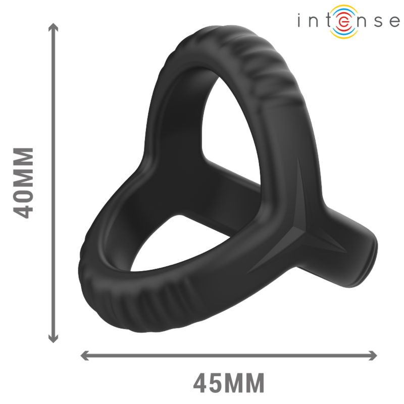 INTENSO - ANILLO PARA PENE DE SILICONA DOBLE CARSON, MODELO NEGRO 4