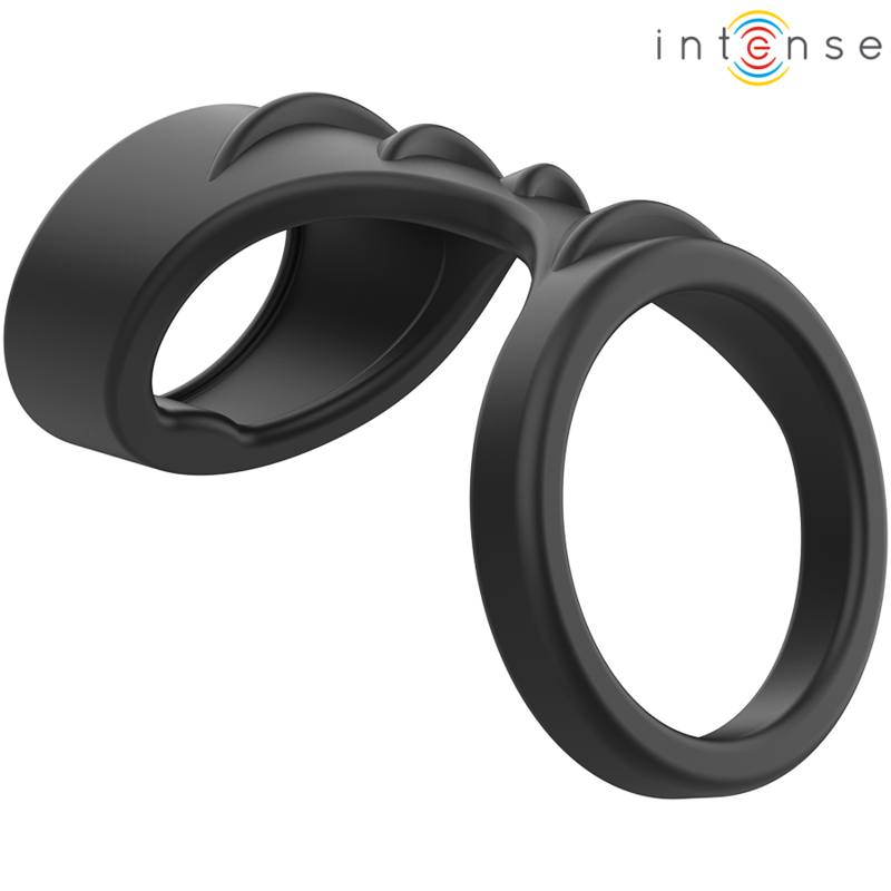 INTENSO - ANILLO PARA PENE DE SILICONA DOBLE THEO, MODELO NEGRO 3