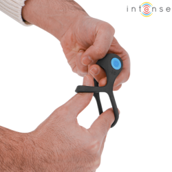 INTENSO - ANILLO DOBLE PARA PENE VIBRADOR ALEX 10 VIBRACIONES NEGRO