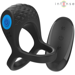 INTENSO - ANILLO DOBLE PARA PENE VIBRADOR ALEX 10 VIBRACIONES NEGRO