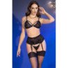 CHILIROSE - CR 4728 CONJUNTO SUJETADOR + TANGA + MEDIAS NEGRO S