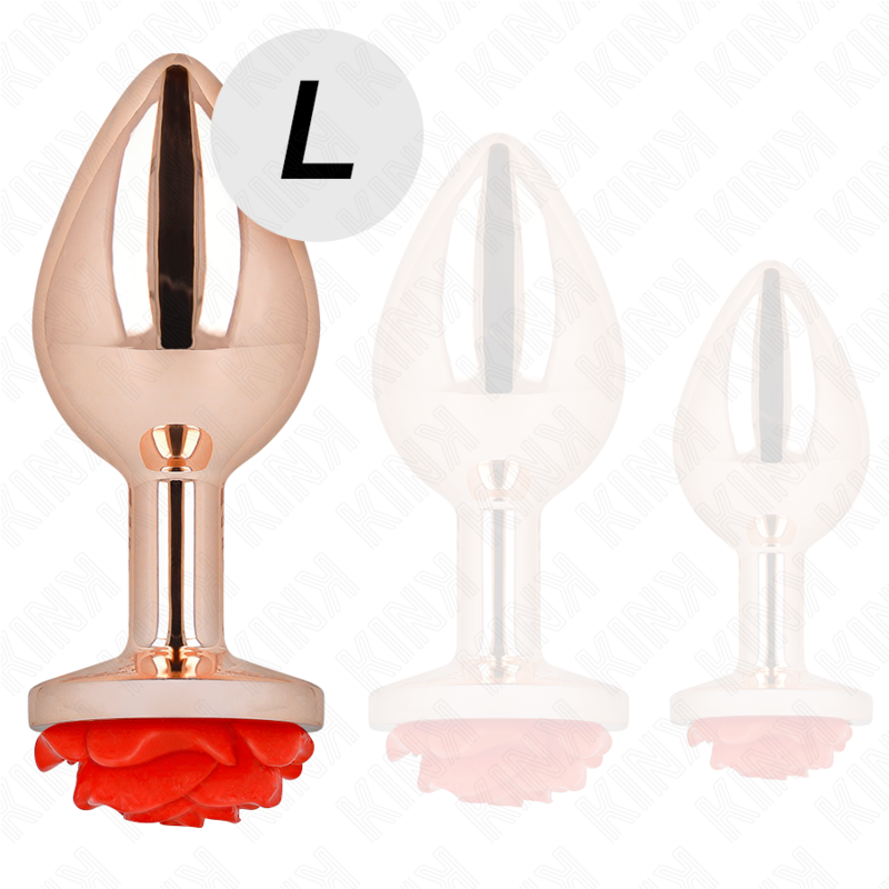 KINK - TAPÓN ANAL DE ORO ROSA CON ROSA ROJA L