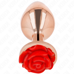 KINK - TAPÓN ANAL DE ORO ROSA CON ROSA ROJA L