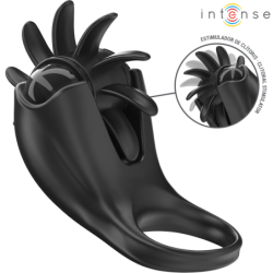INTENSE - ANILLO VIBRATORIO MABEL 10 VIBRACIONES CON ESTIMULADOR DE CLÍTORIS NEGRO