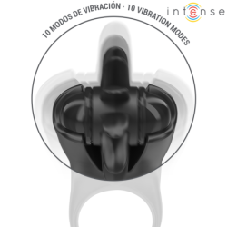 INTENSE - ANILLO VIBRATORIO MABEL 10 VIBRACIONES CON ESTIMULADOR DE CLÍTORIS NEGRO