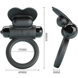 PRETTY LOVE - ANILLO VIBRADOR DEBONAIRE CONEJO 10 VIBRACIONES NEGRO