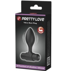PRETTY LOVE - VIBRA BUTT 10 VIBRACIONES TAPÓN ANAL NEGRO