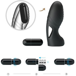 PRETTY LOVE - VIBRADOR DE DEDO DE SILICONA ALAN NEGRO