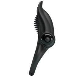 PRETTY LOVE - ANILLO VIBRADOR DOBLE + ESTIMULADOR DE CLÍTORIS 10 VIBRACIONES NEGRO