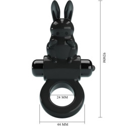PRETTY LOVE - ANILLO VIBRADOR CON FORMA DE CONEJO, 10 VIBRACIONES, NEGRO