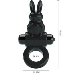 PRETTY LOVE - ANILLO VIBRADOR CON FORMA DE CONEJO, 10 VIBRACIONES, NEGRO