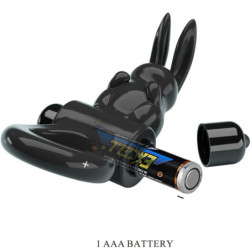 PRETTY LOVE - ANILLO VIBRADOR CON FORMA DE CONEJO, 10 VIBRACIONES, NEGRO