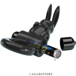 PRETTY LOVE - ANILLO VIBRADOR CON FORMA DE CONEJO, 10 VIBRACIONES, NEGRO