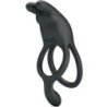PRETTY LOVE - ANILLO VIBRADOR DOBLE SETH RABBIT 7 VIBRACIONES NEGRO