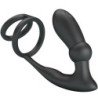 PRETTY LOVE - ANILLO PARA PENE EMONI + TAPÓN ANAL 12 VIBRACIONES NEGRO