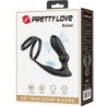 PRETTY LOVE - ANILLO PARA PENE EMONI + TAPÓN ANAL 12 VIBRACIONES NEGRO