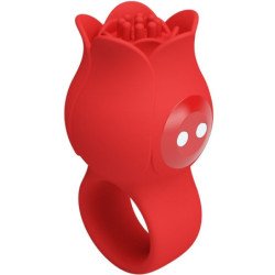PRETTY LOVE - VIBRADOR DE DEDO CON FORMA DE ROSA JAE, 10 VIBRACIONES, ROJO
