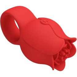 PRETTY LOVE - VIBRADOR DE DEDO CON FORMA DE ROSA JAE, 10 VIBRACIONES, ROJO