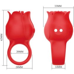 PRETTY LOVE - VIBRADOR DE DEDO CON FORMA DE ROSA JAE, 10 VIBRACIONES, ROJO