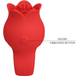 PRETTY LOVE - VIBRADOR DE DEDO CON FORMA DE ROSA JAE, 10 VIBRACIONES, ROJO