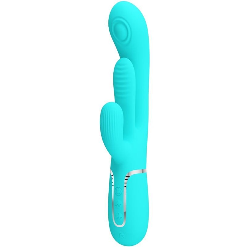 PRETTY LOVE - SHANIA VIBRADOR MULTIFUNCIÓN TRIPLE CONEJO 3 EN 1 AZUL