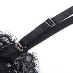 SUBBLIME - 955496 BODY DE ENCAJE CON LAZOS Y LIGUEROS NEGRO S/M