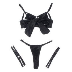SUBBLIME - 955205 CONJUNTO DE SUJETADOR CON LAZO NEGRO AJUSTABLE L/XL