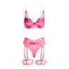 SUBBLIME - 955366 CONJUNTO DE SUJETADOR CON ENCAJE Y LIGUEROS ROSA Y MORADO L/XL