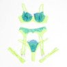 SUBBLIME - 955328 SET SUJETADOR CON ENCAJE Y LIGUEROS VERDE Y AZUL L/XL