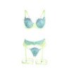 SUBBLIME - 955328 SET SUJETADOR CON ENCAJE Y LIGUEROS VERDE Y AZUL L/XL