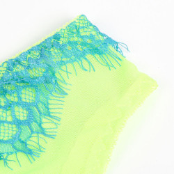 SUBBLIME - 955328 CONJUNTO DE SUJETADOR CON ENCAJE Y LIGUEROS VERDE Y AZUL L/XL