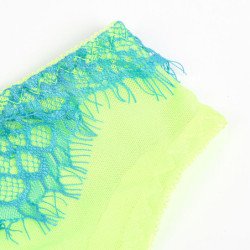 SUBBLIME - 955328 CONJUNTO DE SUJETADOR CON ENCAJE Y LIGUEROS VERDE Y AZUL L/XL