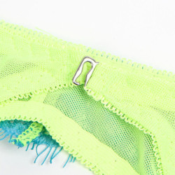 SUBBLIME - 955328 CONJUNTO DE SUJETADOR CON ENCAJE Y LIGUEROS VERDE Y AZUL L/XL