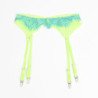 SUBBLIME - 955328 CONJUNTO DE SUJETADOR CON ENCAJE Y LIGUEROS VERDE Y AZUL L/XL
