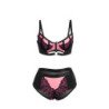 SUBBLIME - 955588 CONJUNTO DE SUJETADOR DE MALLA CON CREMALLERA DE CHAROL ROSA L/XL