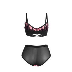 SUBBLIME - 955588 CONJUNTO DE SUJETADOR DE MALLA CON CREMALLERA DE CHAROL ROSA L/XL