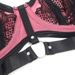 SUBBLIME - 955571 CONJUNTO DE SUJETADOR DE MALLA CON CREMALLERA DE CHAROL ROSA TALLA S/M