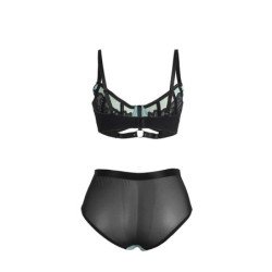 SUBBLIME - 955564 CONJUNTO DE SUJETADOR DE MALLA CON CREMALLERA DE CHAROL VERDE L/XL