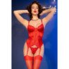 CHILIROSE - CR 4845 CORSET Y MEDIAS ROJOS XL